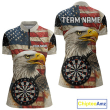 Load image into Gallery viewer, Personalized Patriotic Eagle Darts Shirt For Women Custom Vintage American Flag Darts Team Jersey TDM4219