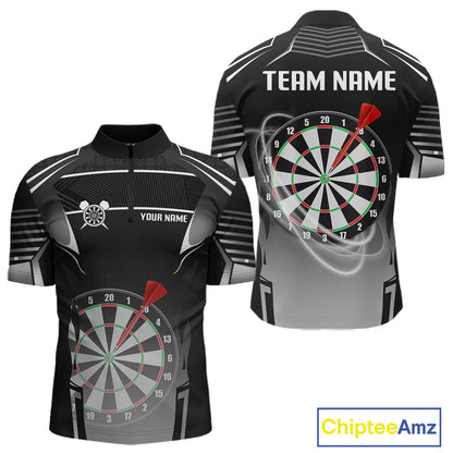 Black And White Dartboard Lights Custom Darts Polo & Quarter Zip For Men, 3D Darts Team Jersey TDM4802