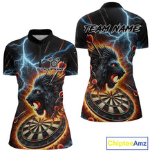 Load image into Gallery viewer, Personalized Thunder Lightning Lion Darts Shirt For Women Custom Darts League Jersey Polo &amp; 1/4 Zip TDM4619