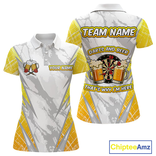 Darts And Beer That's Why I'm Here Custom Grunge Dart Shirt For Women, Drinking Darts Jerseys |White TDM4233