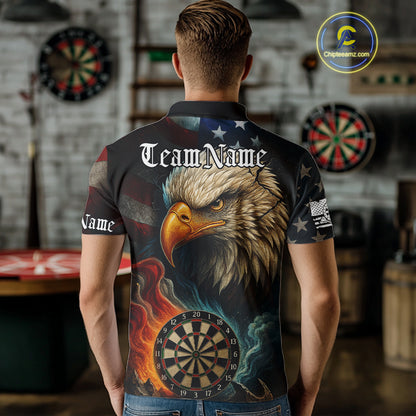 Personalized Eagle Flame Darts Shirt For Men Custom Patriotic American Flag Team Darts Jersey TDM4820