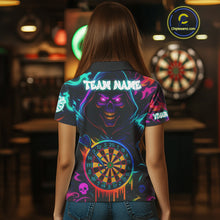 Load image into Gallery viewer, Colorful Neon Dartboard Grim Reaper Darts Shirt For Women Custom Darts Jerseys Team Polo &amp; 1/4 Zip TDM4669