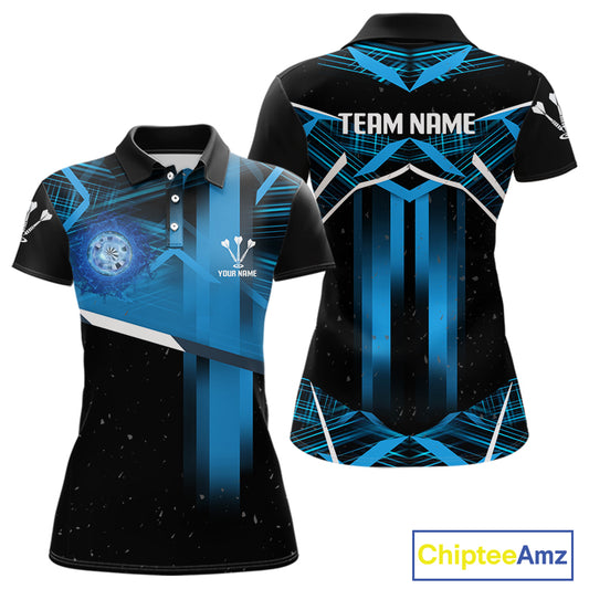 Azure Lightning Dartboard Darts Shirt For Women - Custom Team & Player Name NYN0352