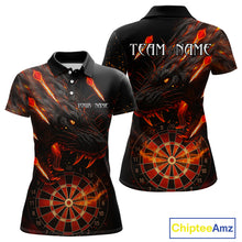 Load image into Gallery viewer, Black And Orange Panther Fire Dart Shirt For Women Custom 3D Dart League Team Jersey Polo &amp; 1/4 Zip TDM4269
