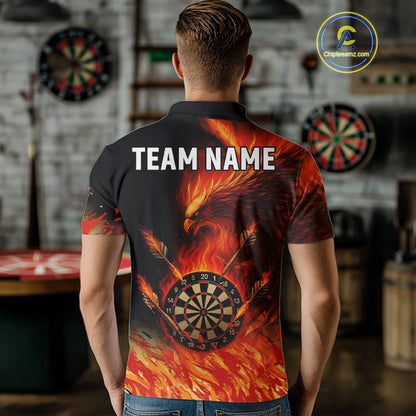 Orange Flaming Phoenix Darts Jerseys Custom Darts Shirt For Men, Darts Team Polo & Quarter Zip TDM4290