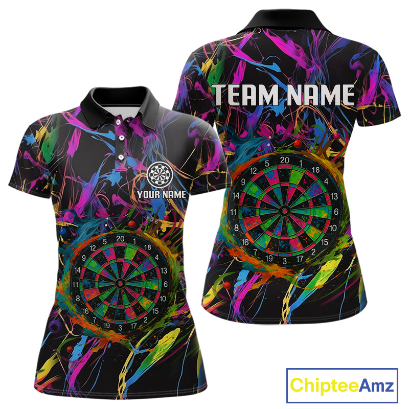 Funny Colorful Dartboard Graffiti Style Dart Shirts For Women Custom Darts Team Jerseys, Darts Gifts TDM4113