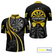 Load image into Gallery viewer, Black And Yellow Darts Jersey For Men Custom Team Polo &amp; Quarter Zip Darts Shirt Uniform TDM4487