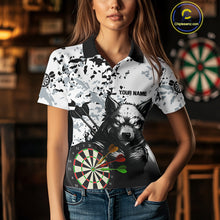 Load image into Gallery viewer, Personalized Grunge White Black Funny Wolf Darts Shirt For Women Custom Team Darts Jersey Outfit TDM4494
