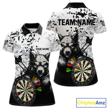 Load image into Gallery viewer, Personalized Grunge White Black Funny Wolf Darts Shirt For Women Custom Team Darts Jersey Outfit TDM4494