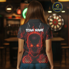 Load image into Gallery viewer, Flaming Skull Darts Shirt For Women Custom Red Darts Jerseys Team Polo &amp; Quarter Zip, Darts Gifts TDM4135