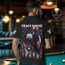 Load image into Gallery viewer, Grunge American Flag Eagle 8 Ball Billiard Polo &amp; 1/4 Zip Custom Men's Patriotic Pool Team Jersey TDM4515