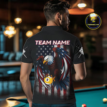 Load image into Gallery viewer, Grunge American Flag Eagle 9 Ball Billiard Polo &amp; 1/4 Zip Custom Men's Patriotic Pool Team Jersey TDM4516