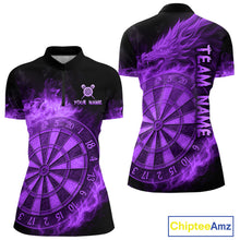 Load image into Gallery viewer, Personalized 3D Purple Dartboard Dragon Flame Dart Shirts For Women Custom Darts Team Jerseys TDM4312
