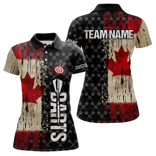 Grunge Vintage Canada Flag Custom Retro Dart Shirts For Women, Pride Team Patriotic Dart Jerseys TDM3691