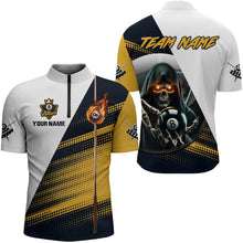 Load image into Gallery viewer, Personalized Grim Reaper 8 Ball Pool Billiard Shirts For Men,  Billiard Jerseys |Yellow TDM2994