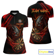Load image into Gallery viewer, Personalized Red Thunder Lightning Wolf Darts Shirt For Women Custom Dart Team Jersey Polo &amp; 1/4 Zip TDM4383