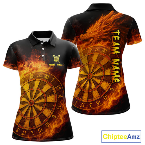 Personalized 3D Orange Dartboard Dragon Flame Dart Shirts For Women Custom Darts Team Jerseys TDM4069