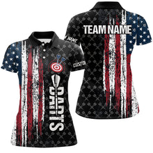 Load image into Gallery viewer, Grunge Vintage American Flag Custom Dart Shirts For Women, Pride Team Patriotic Dart Jerseys TDM3296