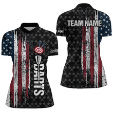 Load image into Gallery viewer, Grunge Vintage American Flag Custom Dart Shirts For Women, Pride Team Patriotic Dart Jerseys TDM3296