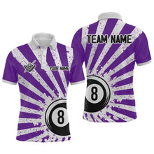 Load image into Gallery viewer, Funny Grunge Billiard 8 Ball Men Polo &amp; Quarter-Zip Shirts Custom Purple 8 Ball Pool Jerseys Attire TDM1880