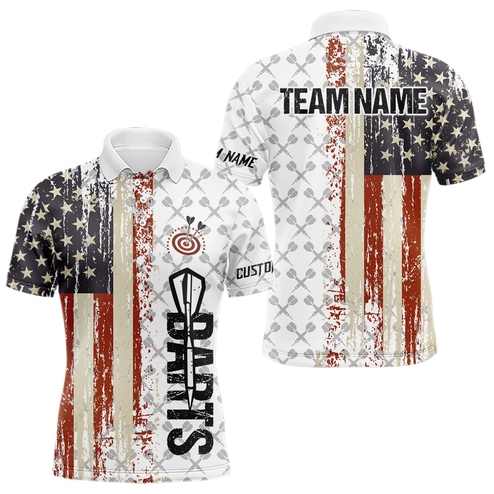 Grunge Retro US Flag Custom Darts Shirt For Men, Darts Jersey Pocket Option TDM3797
