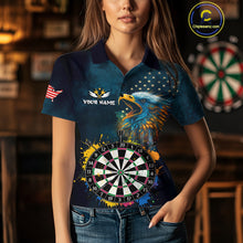 Load image into Gallery viewer, Funny Colorful Dartboard Eagle Darts Shirt For Women Custom Navy Blue US Flag Darts Team Jersey TDM4292