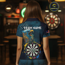 Load image into Gallery viewer, Funny Colorful Dartboard Eagle Darts Shirt For Women Custom Navy Blue US Flag Darts Team Jersey TDM4292