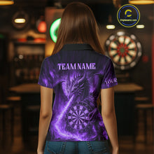 Load image into Gallery viewer, Purple Flaming Dragon Darts Jersey For Women Custom Polo &amp; Quarter Zip Darts League Team Shirt TDM4556