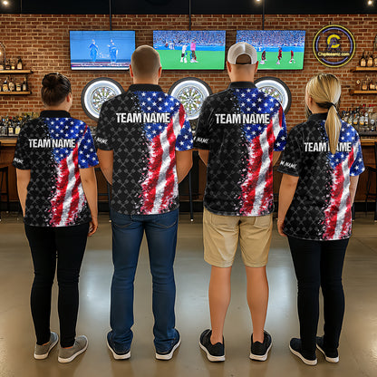 Grunge American Flag Darts Shirt For Men Custom Darts Jersey Pocket Option TDM5890
