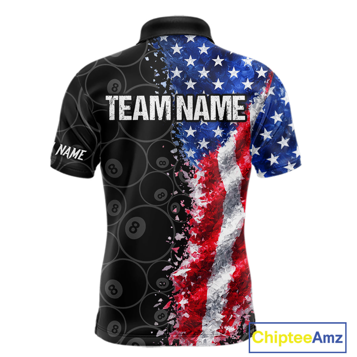 Grunge American Flag 8 Ball Pool Billiard Shirt For Men Custom Billiard Team Jersey Polo & 1/4 Zip TDM5891