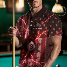 Load image into Gallery viewer, Red 8 Ball Lightning American Flag Billiard Shirt For Men Custom Patriotic Pool Team Jersey TDM5403