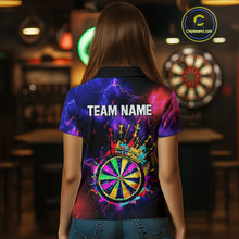Load image into Gallery viewer, Personalized Neon Colorful Crown Darts Shirt For Women Custom Funny Darts Jersey Polo &amp; 1/4 Zip TDM5181