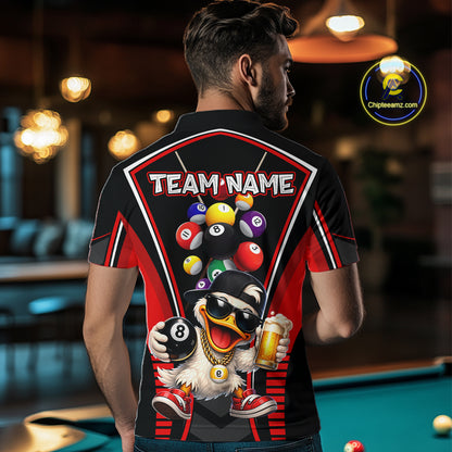 Funny Duck 8 Ball Pool Billiard Shirt For Men Custom Billiard Team Jersey Polo & 1/4 Zip TDM6101