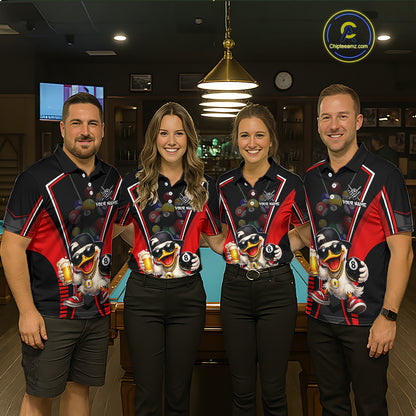 Funny Duck 8 Ball Pool Billiard Shirt For Men Custom Billiard Team Jersey Polo & 1/4 Zip TDM6101