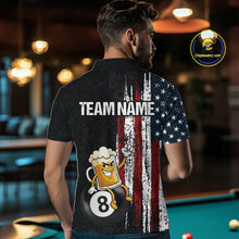 Load image into Gallery viewer, Funny Beer American Flag 8 Ball Billiard Shirt For Men Custom Pool Team Jersey Polo &amp; 1/4 Zip TDM5947
