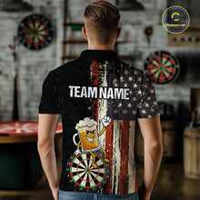 Load image into Gallery viewer, Vintage American Flag Funny Beer Darts Shirt For Men Custom Darts Jersey Team Polo &amp; 1/4 Zip TDM5950