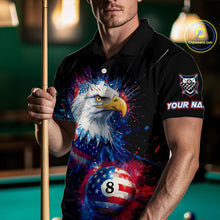 Load image into Gallery viewer, Patriotic Eagle 8 Ball Billiard Polo &amp; 1/4 Zip For Men Custom Paint Splash Us Flag Billiard Jersey TDM5235