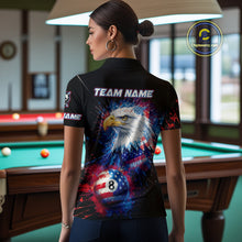 Load image into Gallery viewer, Patriotic Eagle 8 Ball Billiard Polo &amp; 1/4 Zip For Women Custom Paint Splash Us Flag Billiard Jersey TDM5235
