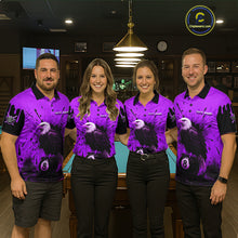 Load image into Gallery viewer, Purple 8 Ball Pool Eagle Paint Splash Billiard Shirt For Men Custom Billiard Jersey Polo &amp; 1/4 Zip TDM5493