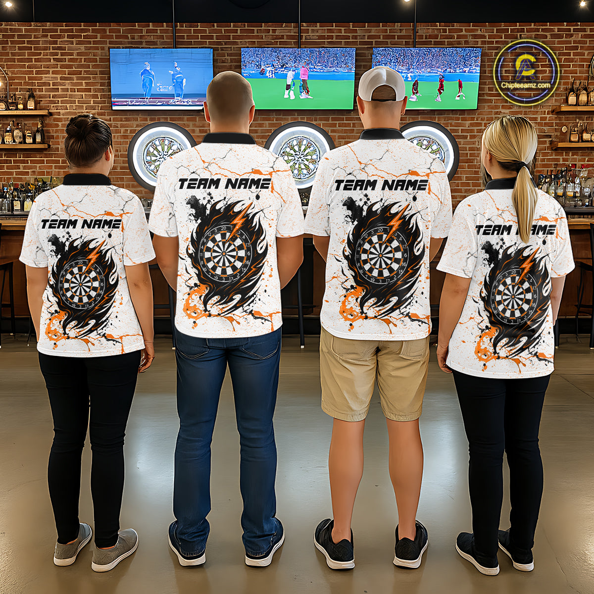 White Grunge Wolf Dart Shirt & Pocket Option Custom Women's Dart Jersey|Orange TDM5511