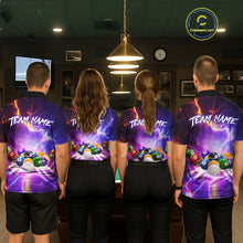 Load image into Gallery viewer, Custom Thunder Lightning Purple Pool Team Shirt For Men, Billiard Jersey Polo &amp; Quarter Zip TDM6133