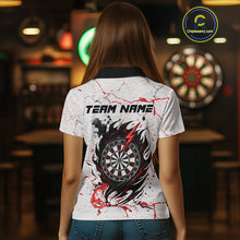 Load image into Gallery viewer, Personalized White Grunge Wolf Darts Shirt For Women Custom Darts Team Jersey Polo &amp; 1/4 Zip| Red TDM5281