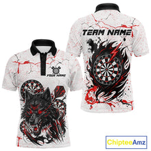 Load image into Gallery viewer, Personalized White Grunge Wolf Darts Shirt For Men Custom Darts Team Jersey Polo &amp; 1/4 Zip| Red TDM5281