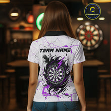Load image into Gallery viewer, Personalized White Grunge Wolf Darts Shirt For Women Custom Darts Team Jersey Polo &amp; 1/4 Zip|Purple TDM5282