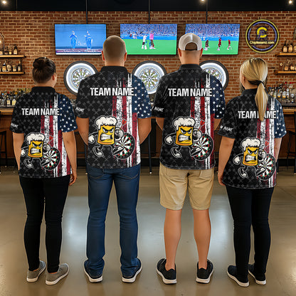 Funny Angry Beer Grunge American Flag Darts Shirt For Women Custom Patriotic Darts Team Jersey TDM5563