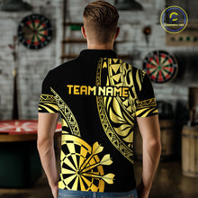 Load image into Gallery viewer, Custom Black And Gold Dartboard Tribal Darts Shirt For Men, Darts Team Jersey Polo &amp; Quarter Zip TDM6630