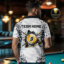 Load image into Gallery viewer, Back view of man wearing a funny crack 8 ball and 9 ball pool jersey.