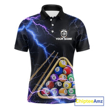 Load image into Gallery viewer, Blue Purple 8 Ball Thunder Lightning Billiard Shirt For Men Custom Pool Team Jersey Polo, 1/4 Zip TDM5982