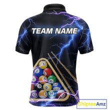 Load image into Gallery viewer, Blue Purple 8 Ball Thunder Lightning Billiard Shirt For Men Custom Pool Team Jersey Polo, 1/4 Zip TDM5982