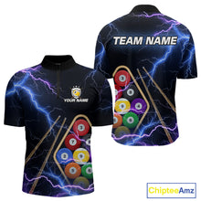 Load image into Gallery viewer, Purple Thunder Lightning 9 Ball Billiard Shirt For Men Custom 9 Ball Team Shirt, Billiards Jerseys TDM5135